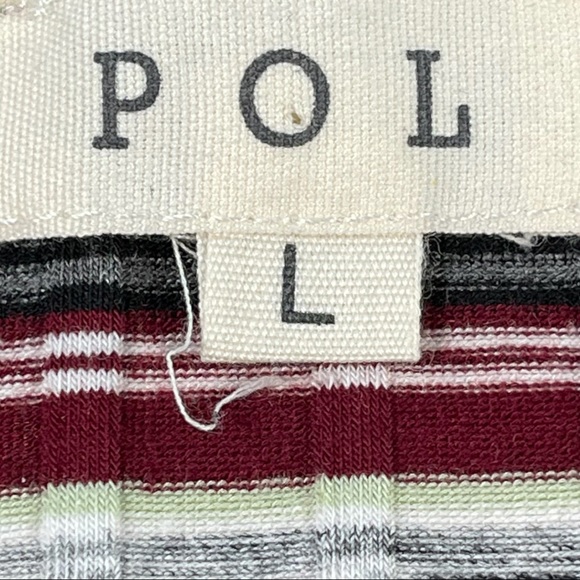 POL size large black, grey, red, cream, & white striped bodysuit, snap bottom - Picture 12 of 16